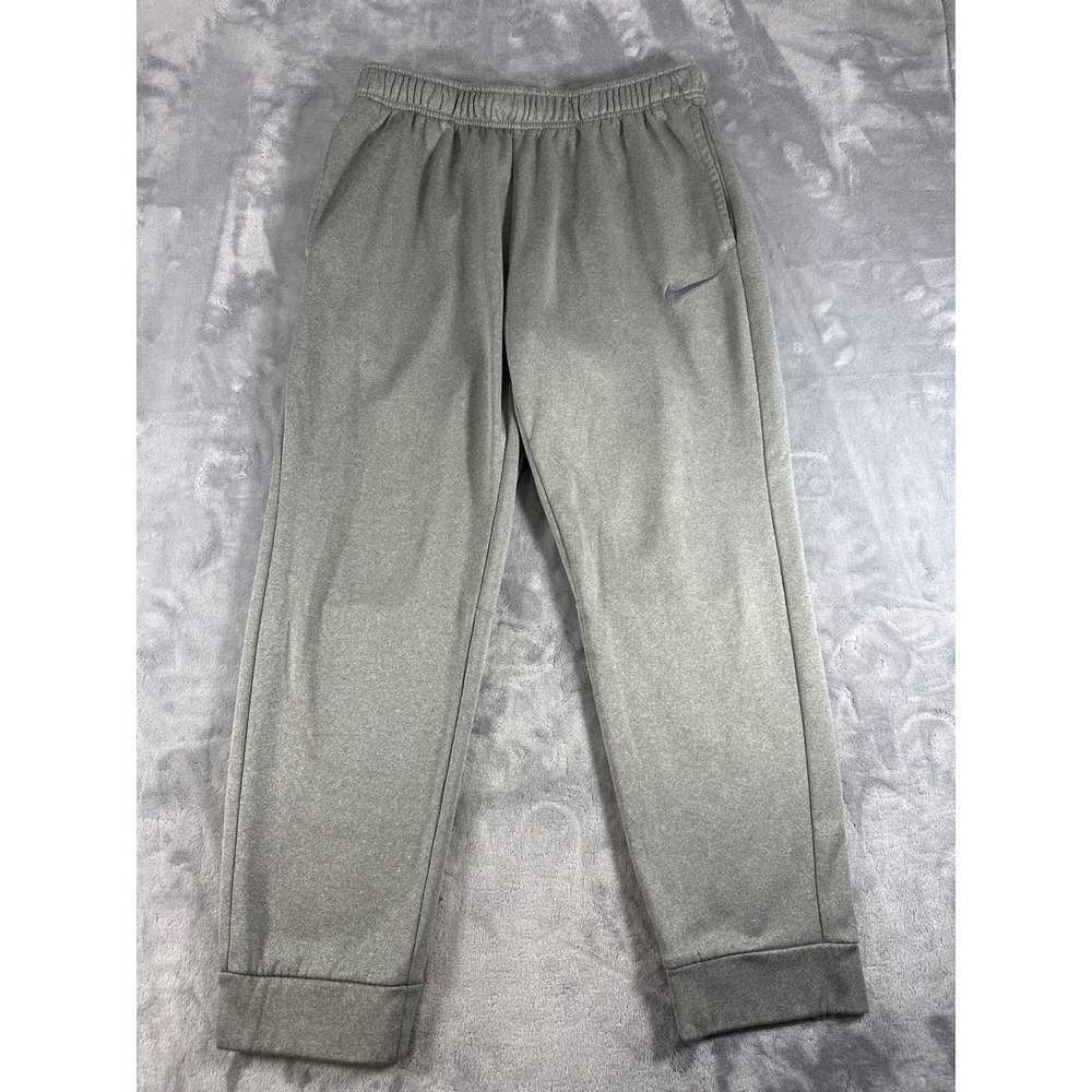 Nike Therma-FIT Mens Large Gray Fleece Jogger Sweatpants Embroidered Swoosh